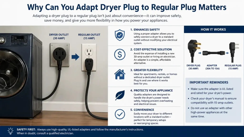 Adapting dryer plugs for safety and convenience