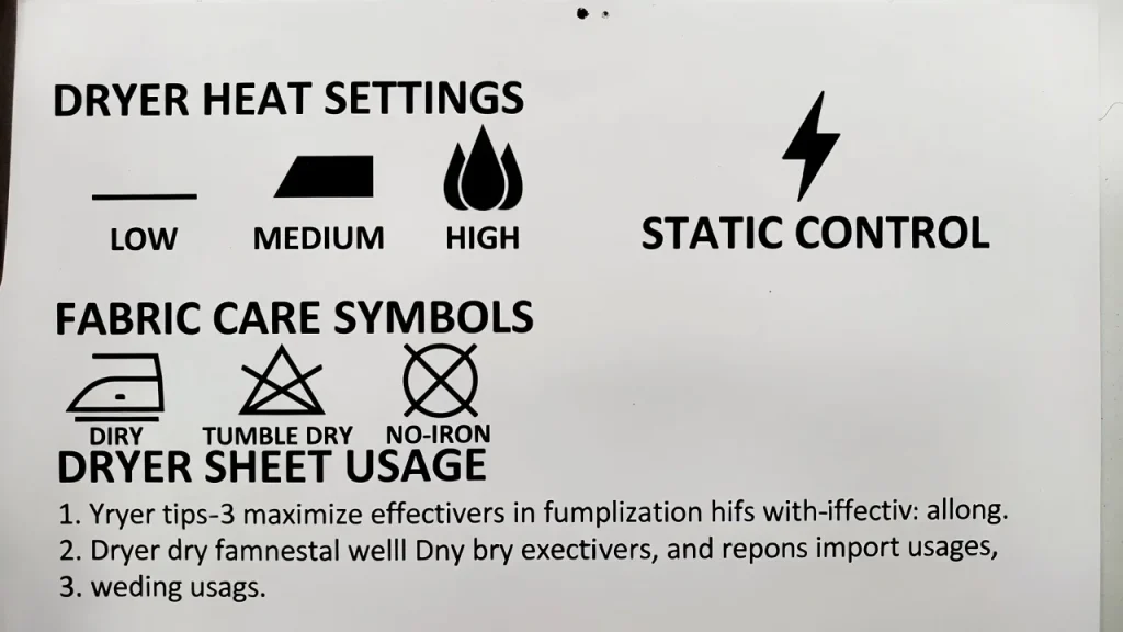 a laundry care infographic showing dryer settings