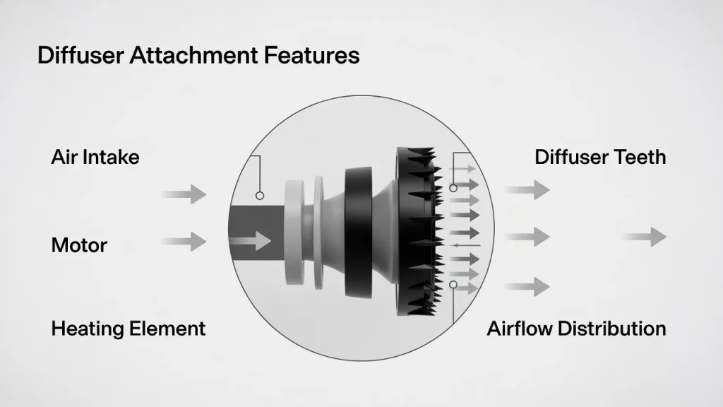 how a hair dryer diffuser spreads airflow