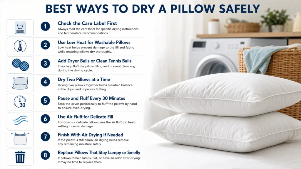 Best ways to dry a pillow safely