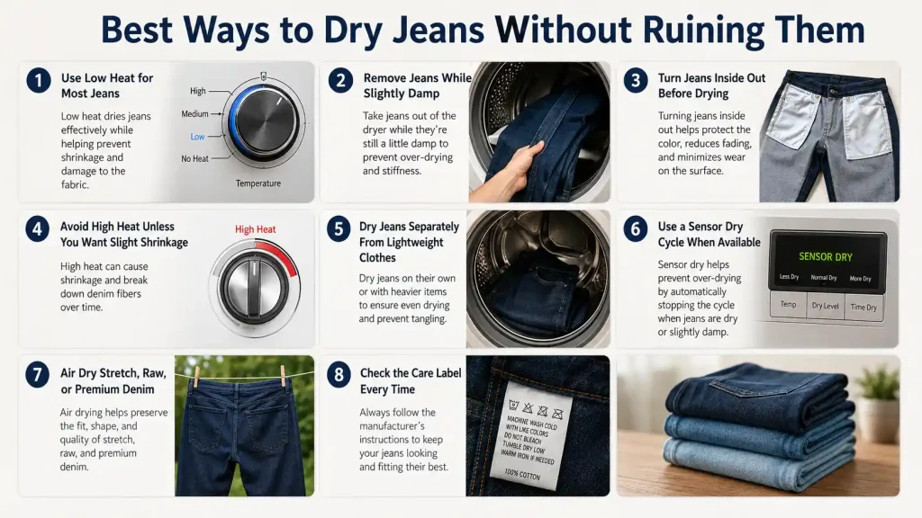 Best ways to dry jeans safely