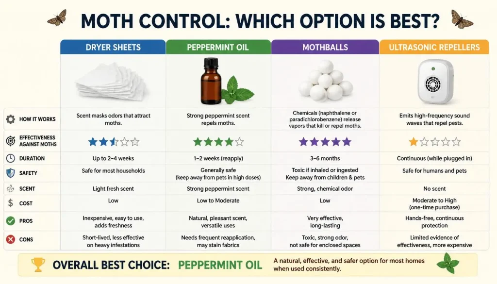 Dryer Sheets vs. Peppermint Oil vs. Mothballs vs. Ultrasonic Repellers